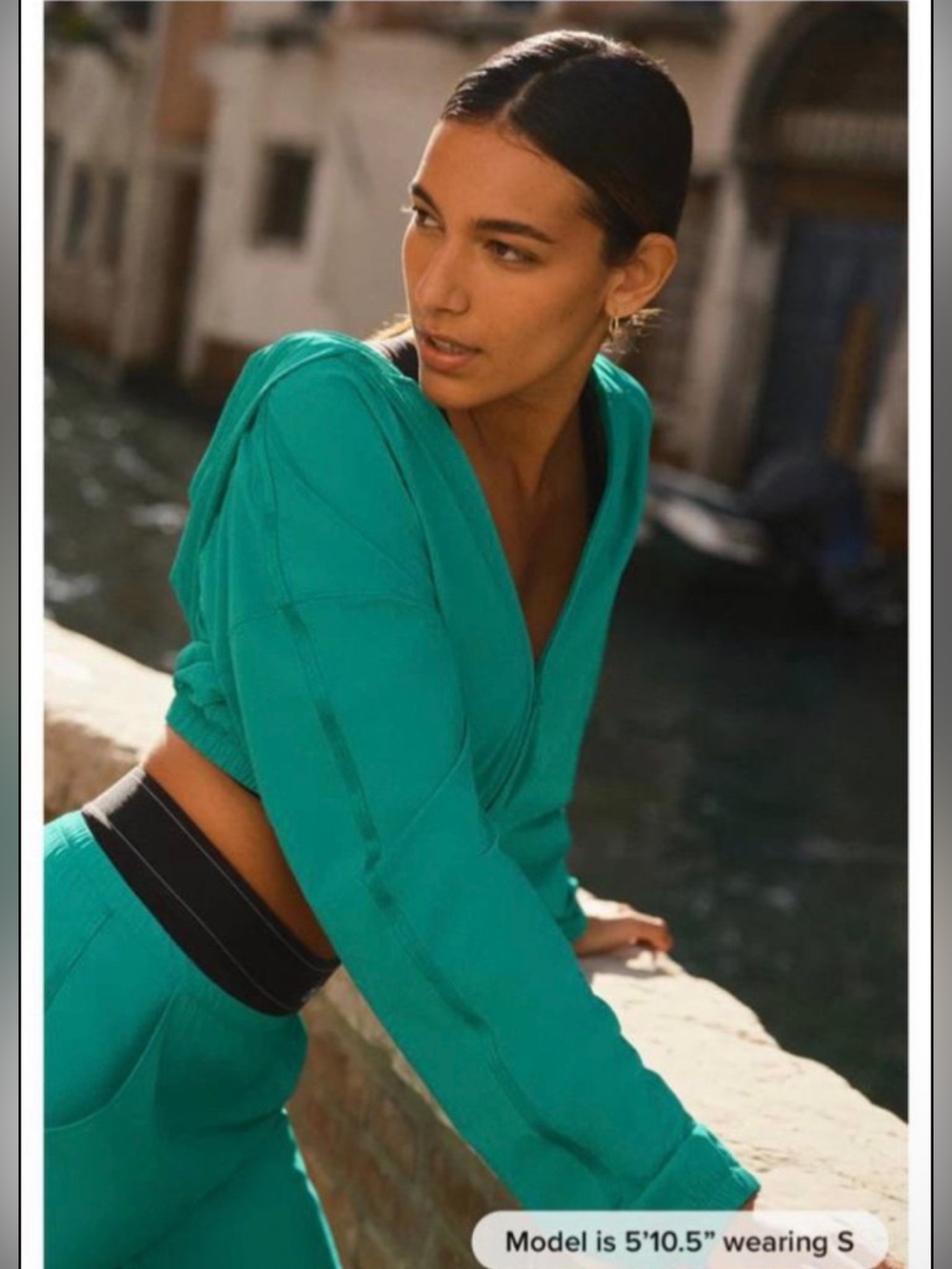 ALO Yoga Cropped Breezy Full Zip-Up Hoodie Spruce Emerald Green Like New! XS